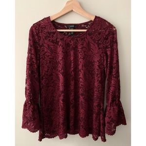 Alfani • MP • Maroon Lace Bell Cuff Top With Cami Tank